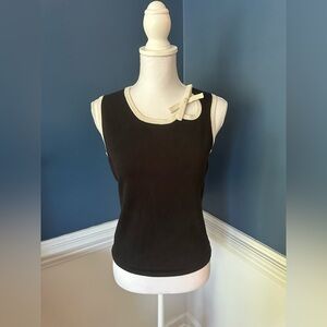 Spenser Jeremy Black & White Bow Detail Silk Blend Tank Top